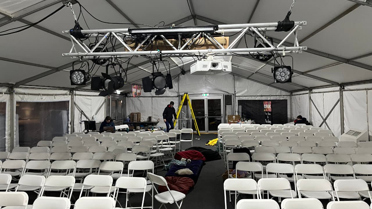 Setting up the marquee interior