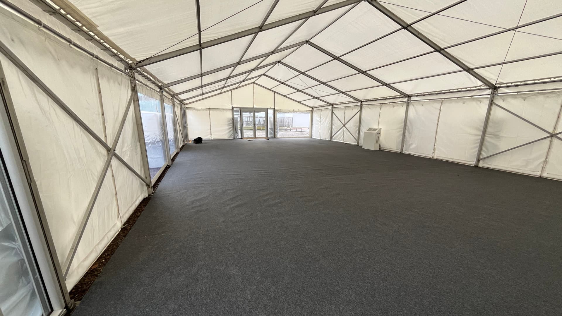 The empty interior of the built marquee