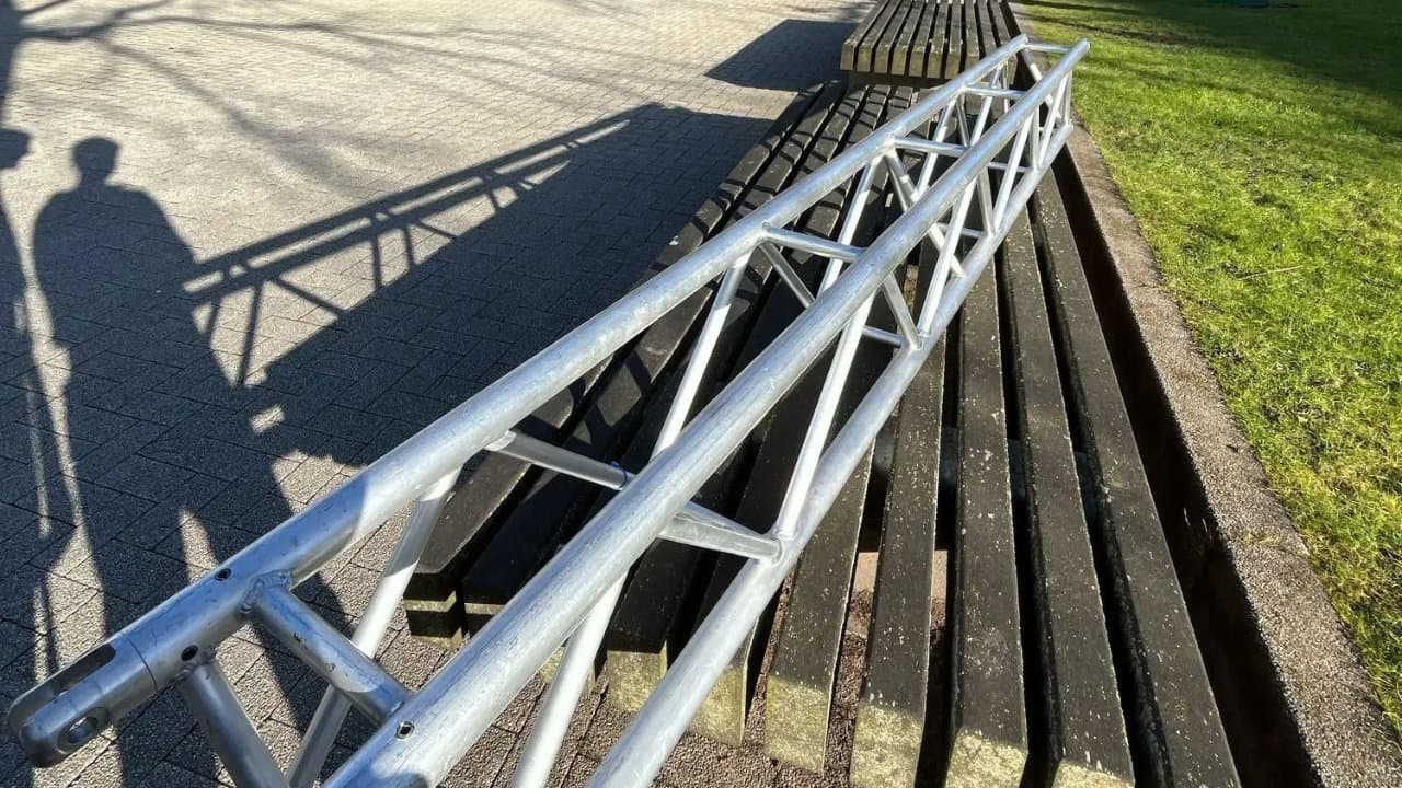 Walking over the truss from the Arts Centre