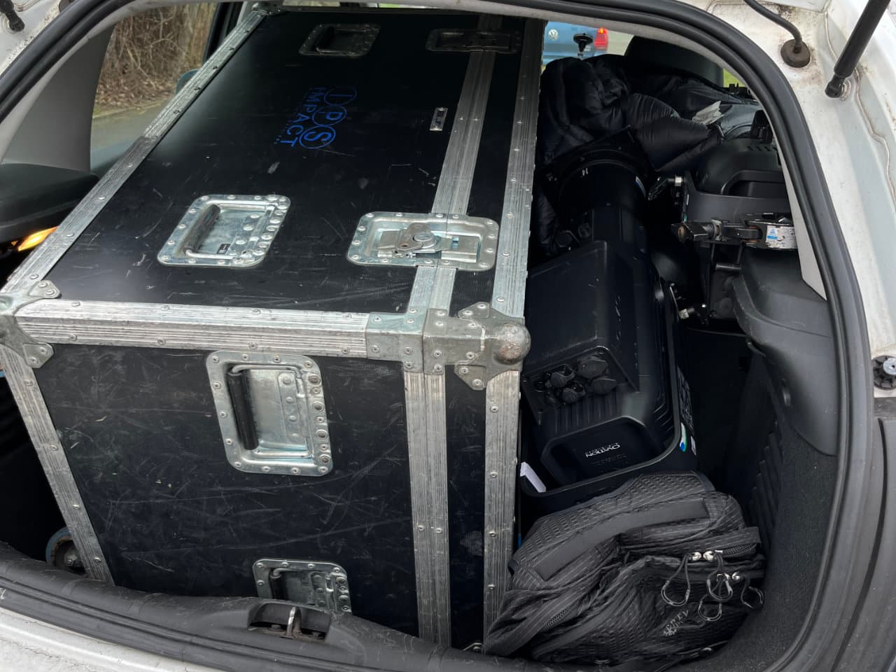 The very-full boot of the car